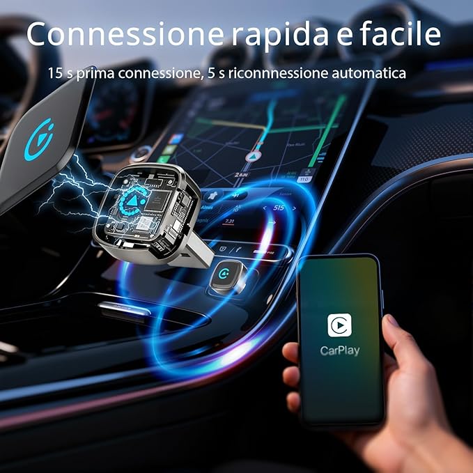 Wireless Carplay Adapter, Suitable for Vehicles Equipped with Cabled CarPlay, Plug and Play Feature enables Fast and Stable CarPlay Wireless Connection, Suitable for 800+ Vehicles (Grey)