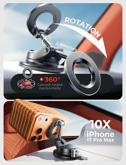 LISEN 2 Pack for Magsafe Car Mount, Magnetic Phone Holder for Car, Strong Magnetic Car Phone Mount, 89 LBS Suction Phone Mount Vacuum, Dashboard Gifts Phone Holders for Your Car Mount for iPhone 17