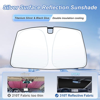 Car Windshield Sun Shade for 2025 2026 Toyota Camry| Front Window Sun Visor| 310T Reflective Polyester| UV Heat Insulation Protection| Foldable Sunshade with Storage Pouch