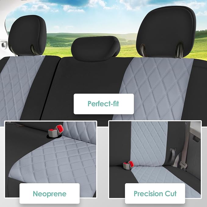 FH Group Custom Fit Car Seat Covers Specifically Made for 2011-2020 Toyota Sienna 7-8 Seater with Ultraflex Neoprene Water Resistant Automotive Seat Covers - 3rd Row Gray