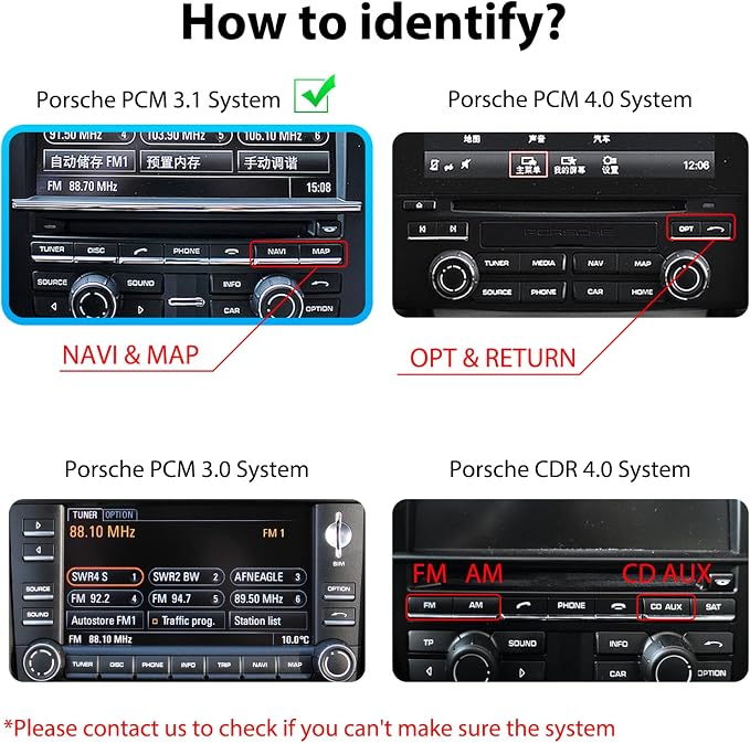 Wireless CarPlay Android Auto Adapter Decoder Retrofit Kit Fits Porsche PCM3.1 System 2010-2016 Cayenne/Panamera/Macan/Cayman/718/911, Supports Voice Control/Mirror Link/Camera/USB Drive/Navi