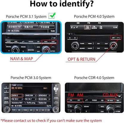 Wireless CarPlay Android Auto Adapter Decoder Retrofit Kit Fits Porsche PCM3.1 System 2010-2016 Cayenne/Panamera/Macan/Cayman/718/911, Supports Voice Control/Mirror Link/Camera/USB Drive/Navi