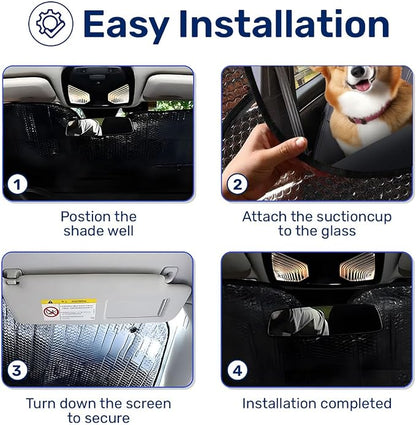 GENANY Cute Corgi Dog Family Funny Windshield Sun Shade for Car SUV Truck (55x30 Inches), Sun Shade for Front Windows, Protector Blocks UV, Spring Car Decor