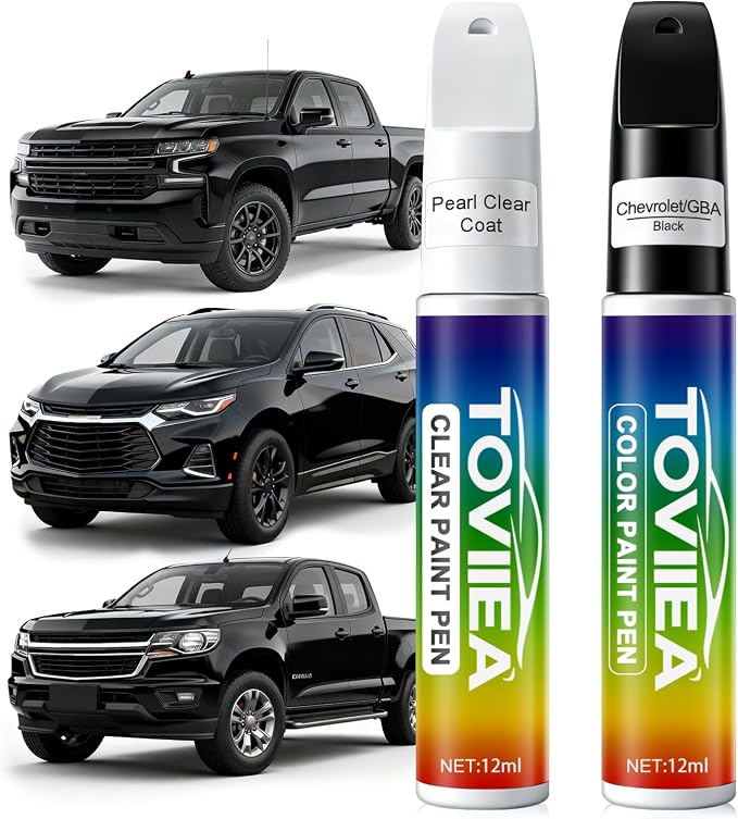 Black(GBA/WA8555) Touch Up Paint Compatible with Chevrolet,2-In-1 Car Scratch Remover Pen,Car Paint Scratch Repair Kit for Scratches,Chips & Nicks,2-PCS SET