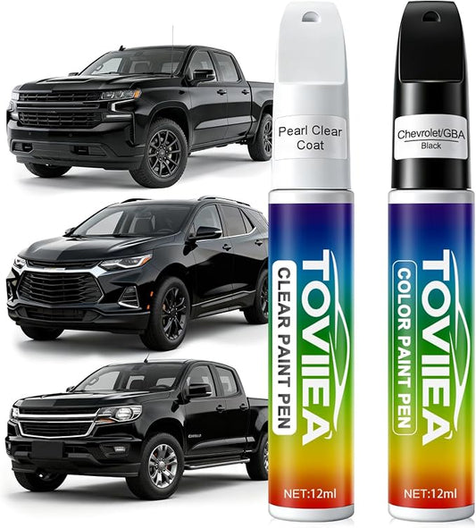 Black(GBA/WA8555) Touch Up Paint Compatible with Chevrolet,2-In-1 Car Scratch Remover Pen,Car Paint Scratch Repair Kit for Scratches,Chips & Nicks,2-PCS SET