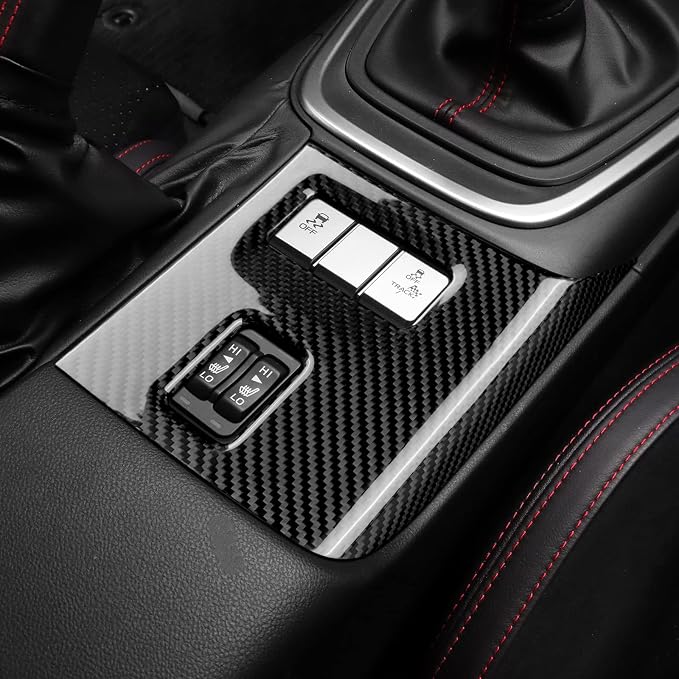 AIRSPEED Hard Carbon Fiber for Toyota GR86 Subaru BRZ 2021 2022 2023 2024 2025 Car Seat Heating Control Button Cover Center Console Interior Trim Accessories, Black, Manual Transmission