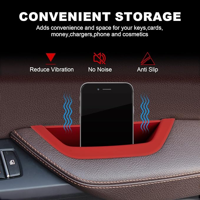 Red Driver Side Door Armrest Handle Storage Compartment Compatible for BMW X3 F25 2010-2016 X4 F26 2014-2017 Cover Door Container Storage Box Door Armrest Cover