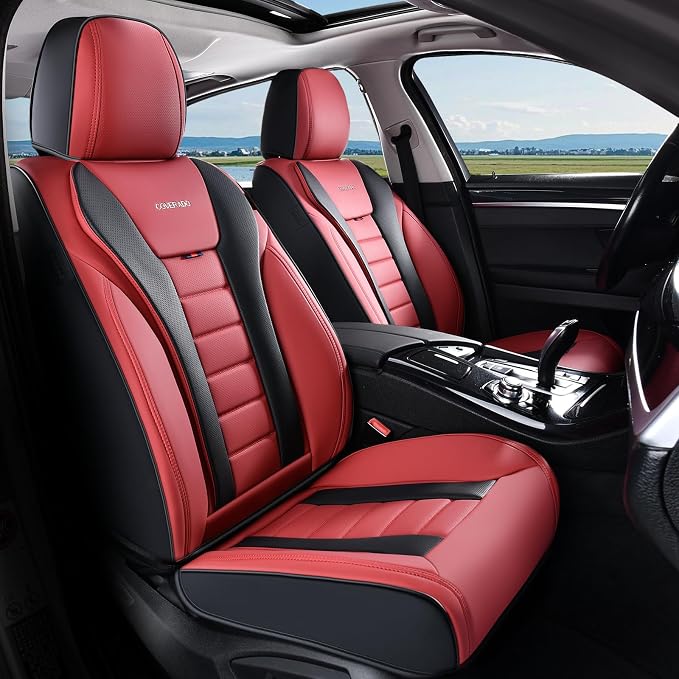 Coverado Car Seat Covers Full Set, Seat Covers for Cars, Front Seat Covers and Back Seat Cover Waterproof Leather Automotive Seat Cover, Universal Car Interior Protectors Cushion for Most Cars