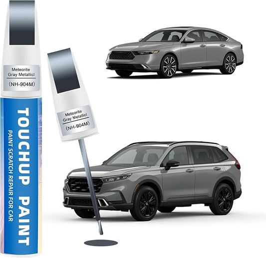 Meteorite Grey Metallic(NH-904M) Touch Up Paint for Honda 2-in-1 Car Scratch Repair Pen for Rock Chips, Door Scratches & Paint Nicks Exact Color Match Quick Dry DIY Fix for Civic Accord CR-V