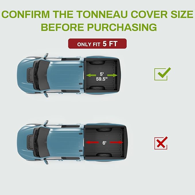 AUTOSAVER88 Tri-Fold Soft Truck Bed Tonneau Cover Fits for 2005-2026 Nissan Frontier(NO México) 5 ft Bed