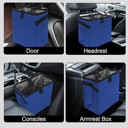 Homelove Car Trash Can, Leak-Proof Waterproof Trash Bin Collapsible Portable Auto Garbage Bag Large Capacity Trashcan Storage Bag Multipurpose Car Organizer Hanging (Blue)