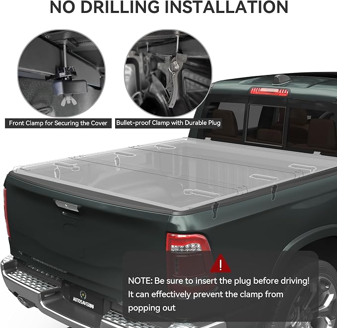 AUTOSAVER88 FRP Hard Tri-fold Truck Bed Tonneau Cover Fit for Chevy Colorado/GMC Canyon 2015-2022 6.2ft Bed
