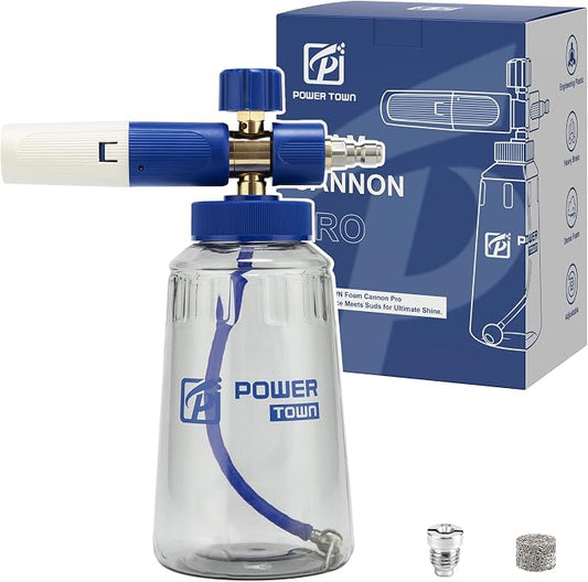 POWER TOWN Foam Cannon Pro, Wide Mouth Soap Cannon for Power Washer, Car Wash High Pressure Snow Foam Cannon Lance for Detailing, 1/4" Quick Connector