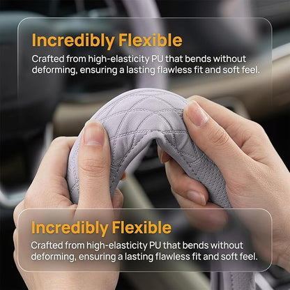 Zpana Car Steering Wheel Cover, 14.5-15" Breathable Soft Leather Vehicle Steering Wheel Protector with Anti-Slip Lining, Comfortable Auto Interior Decoration Accessories, Universal Fit (Purple)