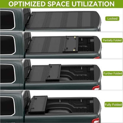 AUTOSAVER88 Low-Profile Hard Quad Fold Truck Bed Tonneau Cover Fit for Dodge Ram 1500 2009-2024 (19-24 Classic), Fit for Dodge Ram 2500 3500 2010-2026 with 6.4ft Bed Without Rambox