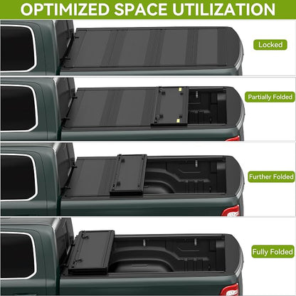 AUTOSAVER88 Low-Profile Hard Quad Fold Truck Bed Tonneau Cover Fit for Chevy Colorado/GMC Canyon 2015-2026 with 5.2ft Bed