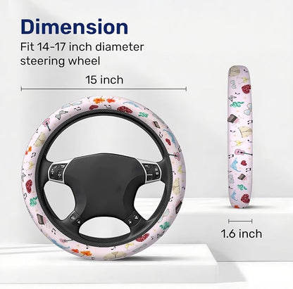 GENANY Pop Star Steering Wheel Cover, Non Slip Polyester Car Wheel Protector for Car SUV Truck, Universal 15 Inch