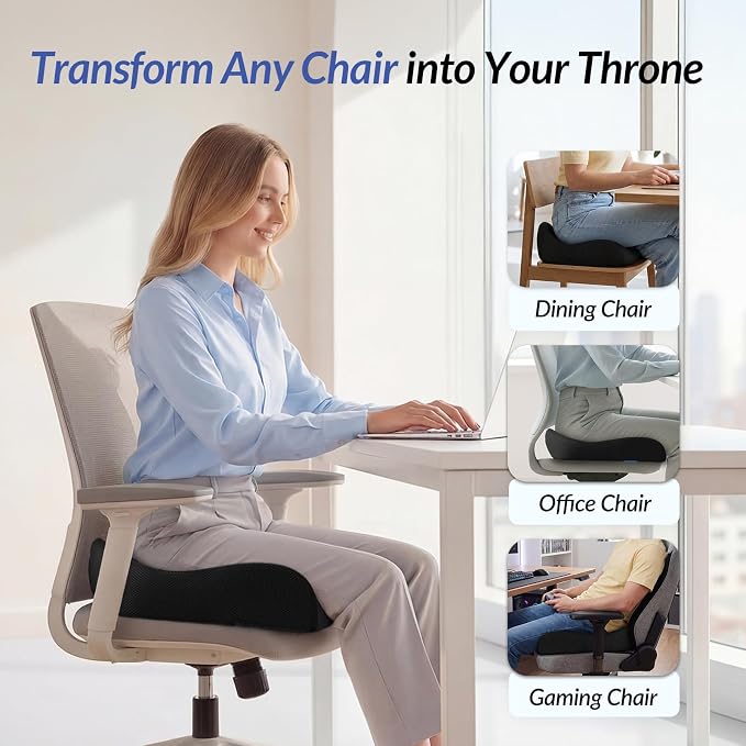 ZIKEE 6" Thickened Donut Pillow Seat Cushion, Ergonomic Hemorrhoid Pillow with Widened Cutout for Tailbone,Sciatica Pain Relief & Postpartum, Memory Foam Office Chair Cushion for Long Sitting at Home