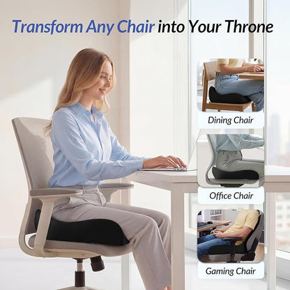 ZIKEE 6" Thickened Donut Pillow Seat Cushion, Ergonomic Hemorrhoid Pillow with Widened Cutout for Tailbone,Sciatica Pain Relief & Postpartum, Memory Foam Office Chair Cushion for Long Sitting at Home
