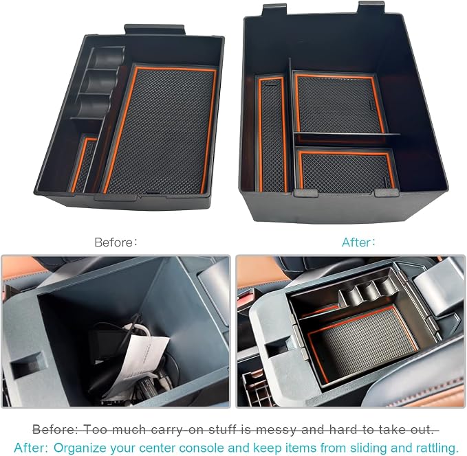 CDEFG for 2022-2026 Maverick Truck Center Console Organizer Tray 2022-2026 Maverick Armrest Trays Storage Box Coin Holder 2022-2025 2026 Maverick Truck Accessories, 2-Pack(Orange Trim)