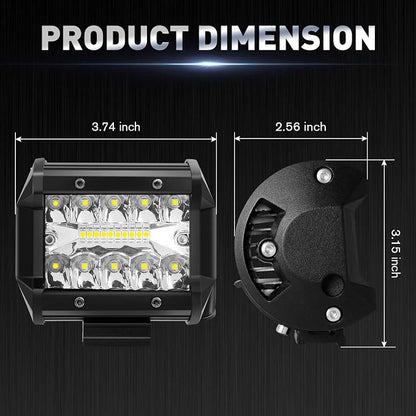 LED Light Pods, 4 Inch 120W LED Light Bar 12000LM Spot Flood Combo Off Road Light Triple Row LED Work Light Driving Fog Light for Pickup Truck ATV UTV SUV Boat Light 2PCS