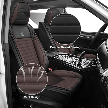 Seat Covers Full Set Fit for Nissan Rogue 2015-2026, Breathable and Comfortable Leather Car Seat Cover, Standard Waterproof Cushion Cover Auto Interior Accessories (Black Brown)