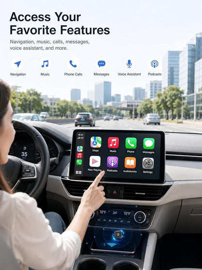 Mini Wireless CarPlay & Android Auto Adapter, Low-Profile USB-A 2-in-1 Wireless Adapter for Factory Wired CarPlay/Android Auto Cars, Plug-in Once Auto Reconnect, 5GHz WiFi, USB-C Adapter Included