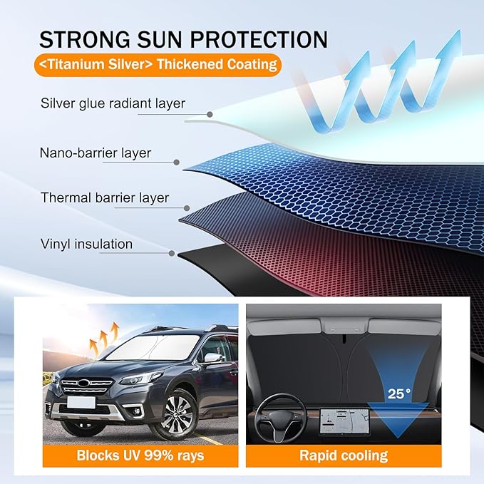 for Subaru Forester Sun Shade 2014-2025 2026, Car Front Window Covers Sun Visor Protector, Foldable Blocks UV Rays Windshield Sunshade for Subaru Forester Accessories