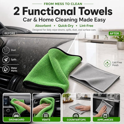 18PCS Upgraded Car Detailing Kit, 2-in-1 AC Vent Brush, 3 Ultra Fine Crevice Brushes, Boar Hair & Glass Brush, Cleaning Gel, Scratch-Free Auto Interior Tools