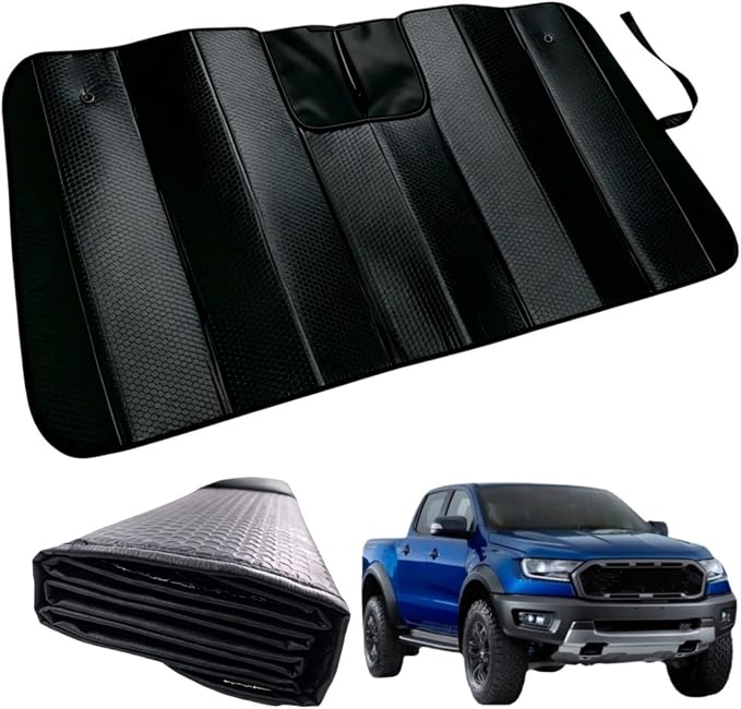 GWUSKDT Car Windshield Sunshade for F150 2015-2020, Thicken 5-Layer Bubble Aluminum Foil UV Heat Reflector Foldable Sun Visor,Front Windshield Sun Shade- Keeps Your Pickup Truck Cool