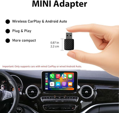 Sunweyer S28 Super Mini USB Wireless CarPlay & Android Auto Adapter Dongle, Convert Wired to Wireless, Compatible with Car from 2017, Support OTA Upgrade