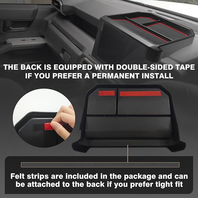 Muslogy Dashboard Storage Box for 2024 2025 2026 Tacoma & 2025 2026 4Runner Accessories Center Console Organizer w/ 8-inch Screen for SR SR5 TRD PreRunner TRD Sport Off-Road Pro Trailhunter (Red)