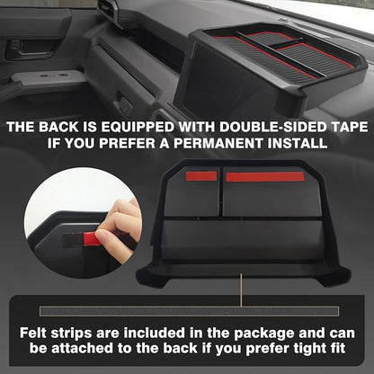 Muslogy Dashboard Storage Box for 2024 2025 2026 Tacoma & 2025 2026 4Runner Accessories Center Console Organizer w/ 8-inch Screen for SR SR5 TRD PreRunner TRD Sport Off-Road Pro Trailhunter (Red)