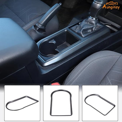Aunginsy Car Gear Shift Panel Cup Holder Trim Ring Compatible with Toyota Tacoma 2016-2023 Truck Center Console Gear Shifter Cup Holder Panel Decorative Frame Protection Cover ABS Interior Accessories