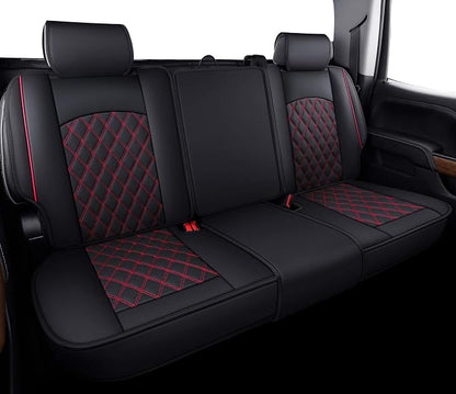 Aierxuan Back Seat Covers for Chevy Silverado GMC Sierra Pickup Custom Fit 2007-2026 1500 2500HD 3500HD Crew Double Extended Cab Waterproof Leather Split Bench 40/60, 50/50 (Rear Seat/Red)