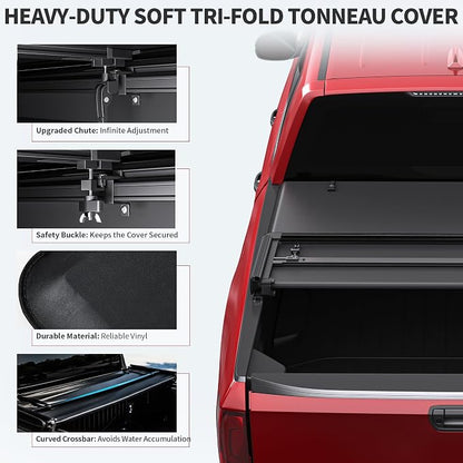 OEDRO Soft Tri-Fold Truck Bed Tonneau Cover Fit for 2017-2026 Honda Ridgeline 5 Feet Bed