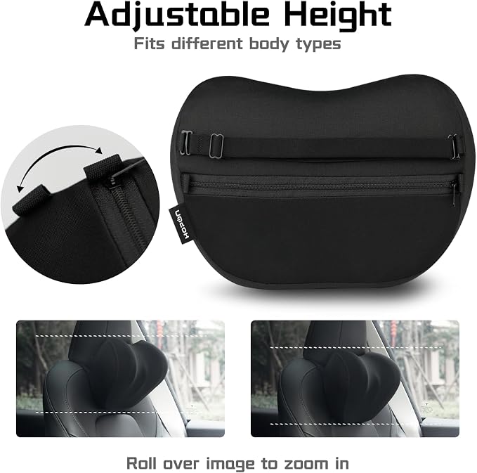 HOPON 2025 Upgrade 2 Pack Headrest Pillow for Tesla Model 3 Y S X,Car Neck Pillow with Breathable Fabric,Soft Pillow for Tesla,Memory Foam Tesla Accessories 2 Pack - Black