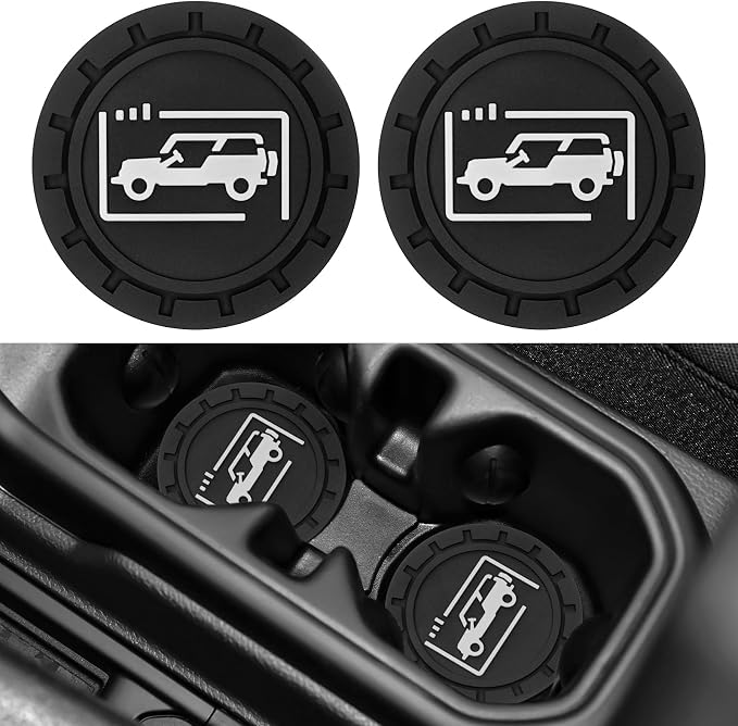 Car Cup Holder Coasters for Jeep Wrangler JL JK JLU and Jeep Gladiator JT Accessories Universal Car Cup Non-Slip Silicone Holder Coasters Interior Accessories (Black White)
