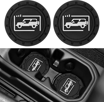 Car Cup Holder Coasters for Jeep Wrangler JL JK JLU and Jeep Gladiator JT Accessories Universal Car Cup Non-Slip Silicone Holder Coasters Interior Accessories (Black White)