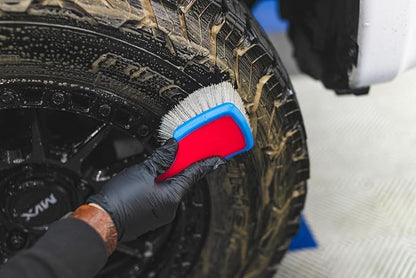 Detail Factory - ProGrip XL Tire Brush - Ergonomic ProGrip Handle - Stiff Synthetic Bristles to Cut Through Grime - Octane Ectoplasm