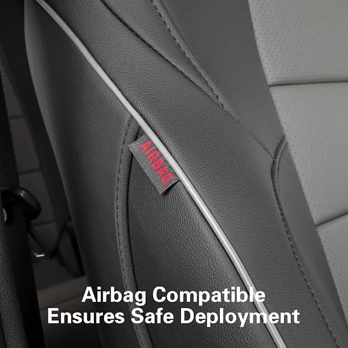 EKR Custom Fit Tacoma Front Car Seat Covers for Toyota Tacoma (Petrol & Hybrid) 2024 2025 2026 Double cab SR/SR5/TRD Sport/TRD Off-Road/Limited - Front Row Only,Faux Leather(Black/Gray)