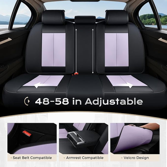 Coverado Car Seat Covers Full Set, Car Seat Protector Waterproof, Nappa Leather Car Seat Cushion, Seat Covers for Cars, Front Seats and Back Universal Fit for Most Cars