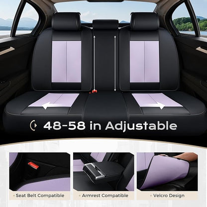 Coverado Seat Covers, Car Seat Covers Full Set, Leather Seat Covers for Cars, Car Seat Protector, Black Car Seat Covers Front Seats and Back Seats Universal Fit for Most Cars Purple