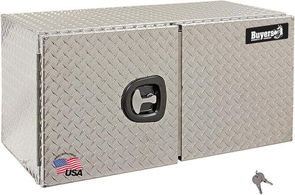 Buyers Products 1705215 Underbody Truck Tool Box w/ Barn Doors, 18x18x 60 Inch, Diamond Tread Aluminum, Made in USA, Compression Latch, Weather Resistant, Toolbox for Flatbeds, Trailers & Work Trucks