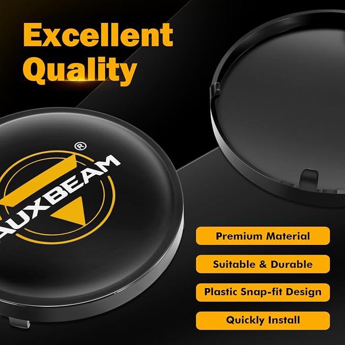Auxbeam C4 Series 4 Inch Light Covers, 2PCS LED Round Black Plastic Protective Light Covers, Snap-On Design Waterproof and Scratch-Resistant Covers, Pack of 2