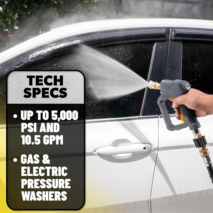 Chemical Guys Snubby Pressure Washer Gun with Foam Cannon Attachment - Short Handle for Gas and Electric Pressure Washers, Foam Sprayer Ideal for Car Washing, Detailing, and Home Cleaning Projects