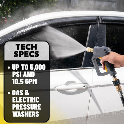 Chemical Guys Snubby Pressure Washer Gun with Foam Cannon Attachment - Short Handle for Gas and Electric Pressure Washers, Foam Sprayer Ideal for Car Washing, Detailing, and Home Cleaning Projects