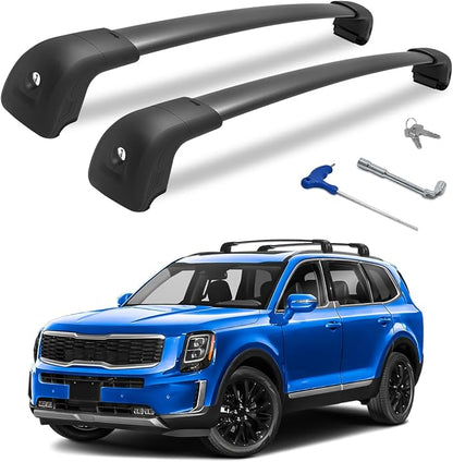 Roof Rack Cross Bars Fit for Kia Telluride 2019-2026 EX S SX SX-Prestige (Not for LX, X-Line, X-Pro), Aluminum Heavy Duty 300lbs Lockable Flush Roof Rails Crossbars for Rooftop Cargo Luggage