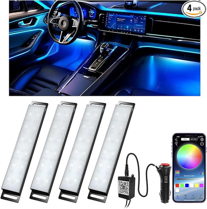 Honalia Car LED Lights Interior, Ambient Lighting Car with Smart APP Control, Multicolor Interior LED Lights with Music Mode for Truck Jeep SUV, DC 12V