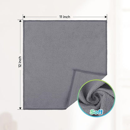 HOMEXCEL Grey Microfiber Cleaning Cloth, 24 Pack Absorbent Cleaning Rags, Lint-Free, Streak-Free Cleaning Towels for Car Kitchen House, 12"X11"